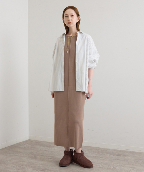 U by SPICK&SPAN(ユーバイスピックアンドスパン)の「2WAYニットロングワンピース(ワンピース・レディース・ブラック/ベージュ・FREE)」の14枚目の写真