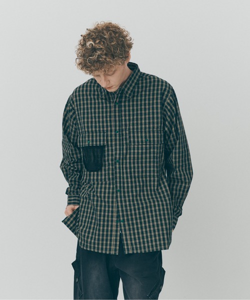 MAISON CLUB(メゾンクラブ)の「【MAISON CLUB】Double Pocket Check Shirt / ダブルポケットチェックシャツ SNF(シャツ/ブラウス・メンズ・グリーン/ブラック/アイボリー・M/L)」の1枚目の写真