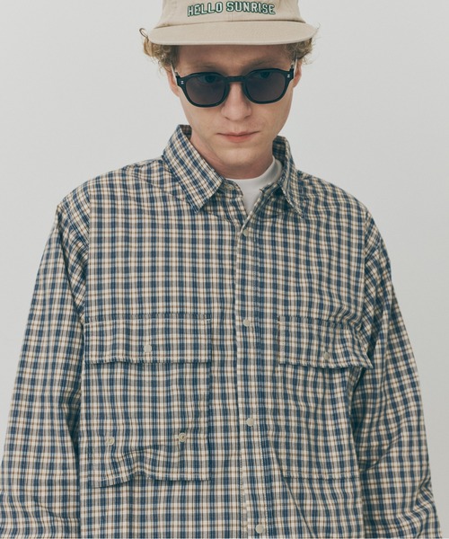 MAISON CLUB(メゾンクラブ)の「【MAISON CLUB】Double Pocket Check Shirt / ダブルポケットチェックシャツ SNF(シャツ/ブラウス・メンズ・グリーン/ブラック/アイボリー・M/L)」の2枚目の写真