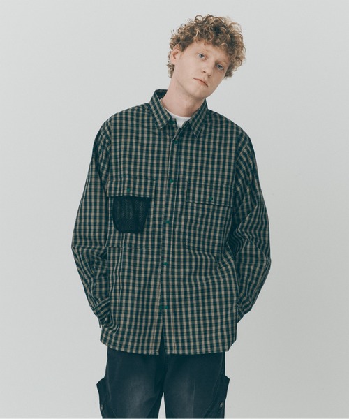 MAISON CLUB(メゾンクラブ)の「【MAISON CLUB】Double Pocket Check Shirt / ダブルポケットチェックシャツ SNF(シャツ/ブラウス・メンズ・グリーン/ブラック/アイボリー・M/L)」の5枚目の写真
