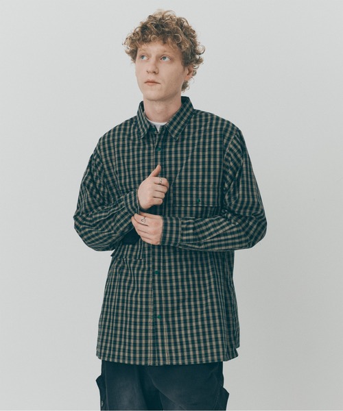 MAISON CLUB(メゾンクラブ)の「【MAISON CLUB】Double Pocket Check Shirt / ダブルポケットチェックシャツ SNF(シャツ/ブラウス・メンズ・グリーン/ブラック/アイボリー・M/L)」の4枚目の写真