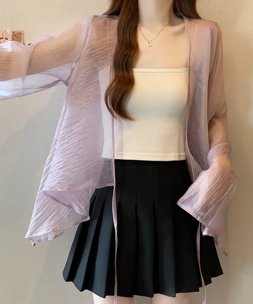 Girly Doll(ガーリードール)の「シアー長袖リボン付きボレロ(カーディガン/ボレロ・レディース・ホワイト/ピンク/ブラック・L/M)」の10枚目の写真