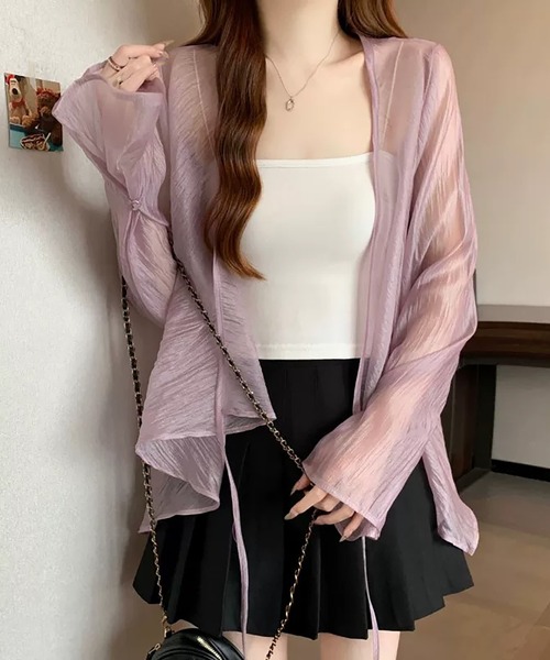 Girly Doll(ガーリードール)の「シアー長袖リボン付きボレロ(カーディガン/ボレロ・レディース・ホワイト/ピンク/ブラック・L/M)」の7枚目の写真