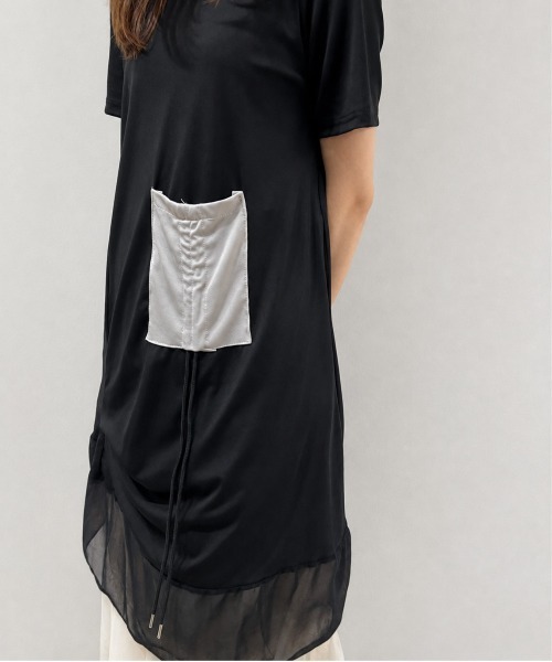 GREENHOX(グリーンホックス)の「配色ドロストギャザーシアー切替ワンピース アシンメトリー丈(ワンピース・レディース・グレー系その他/ブラック系その他・FREE)」の14枚目の写真