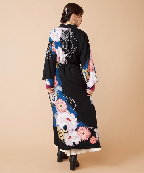 倭物やカヤ(ワモノヤカヤ)の「【倭物やカヤ】錦彩ならいワンピース(ワンピース・レディース・パープル/ネイビー/スミクロ・FREE)」の6枚目の写真