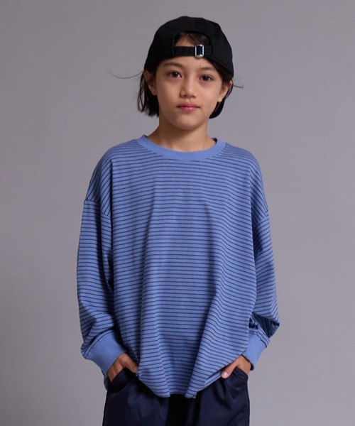 PAIRMANON STREET（ペアマノンストリート）の「【90-160cm】【綿100%】ボーダー 長袖 Tシャツ【PAIRMANON STREET】（Tシャツ/カットソー・キッズ・ブラウン/グレー/ブラック/グリーン/ブルー・120/130/100/150/160/140/110/90）」の5枚目の写真
