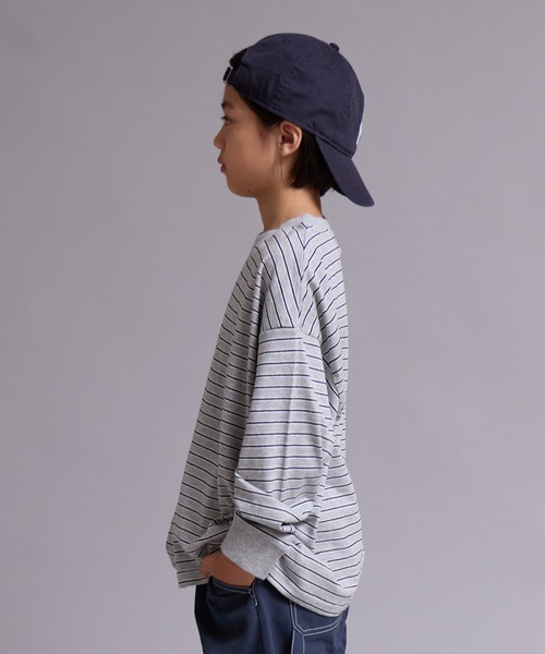 PAIRMANON STREET（ペアマノンストリート）の「【90-160cm】【綿100%】ボーダー 長袖 Tシャツ【PAIRMANON STREET】（Tシャツ/カットソー・キッズ・ブラウン/グレー/ブラック/グリーン/ブルー・120/130/100/150/160/140/110/90）」の7枚目の写真