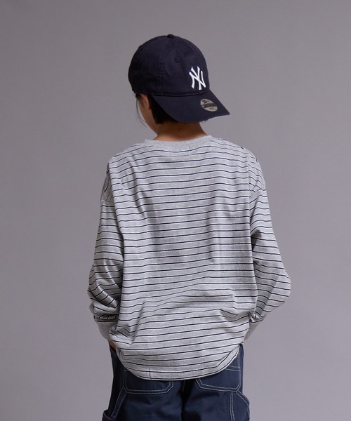 PAIRMANON STREET（ペアマノンストリート）の「【90-160cm】【綿100%】ボーダー 長袖 Tシャツ【PAIRMANON STREET】（Tシャツ/カットソー・キッズ・ブラウン/グレー/ブラック/グリーン/ブルー・120/130/100/150/160/140/110/90）」の8枚目の写真