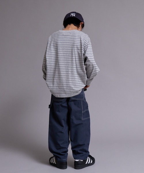 PAIRMANON STREET（ペアマノンストリート）の「【90-160cm】【綿100%】ボーダー 長袖 Tシャツ【PAIRMANON STREET】（Tシャツ/カットソー・キッズ・ブラウン/グレー/ブラック/グリーン/ブルー・120/130/100/150/160/140/110/90）」の10枚目の写真