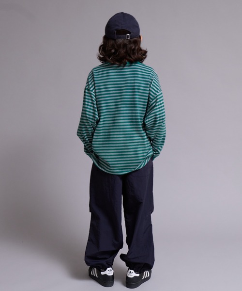PAIRMANON STREET（ペアマノンストリート）の「【90-160cm】【綿100%】ボーダー 長袖 Tシャツ【PAIRMANON STREET】（Tシャツ/カットソー・キッズ・ブラウン/グレー/ブラック/グリーン/ブルー・120/130/100/150/160/140/110/90）」の15枚目の写真