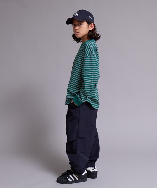 PAIRMANON STREET（ペアマノンストリート）の「【90-160cm】【綿100%】ボーダー 長袖 Tシャツ【PAIRMANON STREET】（Tシャツ/カットソー・キッズ・ブラウン/グレー/ブラック/グリーン/ブルー・120/130/100/150/160/140/110/90）」の16枚目の写真