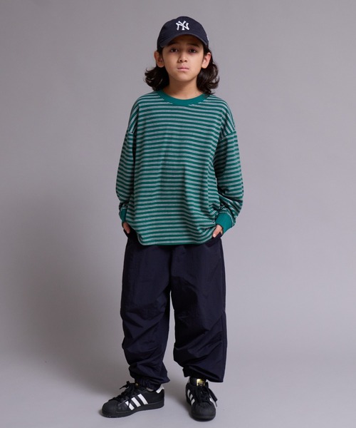 PAIRMANON STREET（ペアマノンストリート）の「【90-160cm】【綿100%】ボーダー 長袖 Tシャツ【PAIRMANON STREET】（Tシャツ/カットソー・キッズ・ブラウン/グレー/ブラック/グリーン/ブルー・120/130/100/150/160/140/110/90）」の17枚目の写真