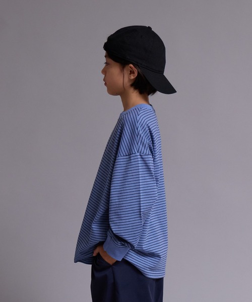 PAIRMANON STREET（ペアマノンストリート）の「【90-160cm】【綿100%】ボーダー 長袖 Tシャツ【PAIRMANON STREET】（Tシャツ/カットソー・キッズ・ブラウン/グレー/ブラック/グリーン/ブルー・120/130/100/150/160/140/110/90）」の18枚目の写真
