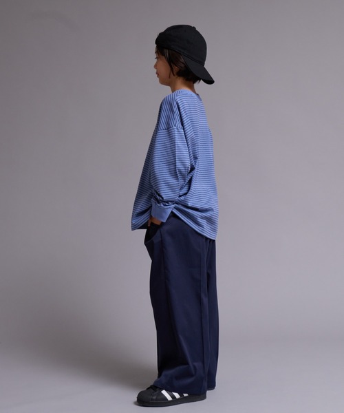 PAIRMANON STREET（ペアマノンストリート）の「【90-160cm】【綿100%】ボーダー 長袖 Tシャツ【PAIRMANON STREET】（Tシャツ/カットソー・キッズ・ブラウン/グレー/ブラック/グリーン/ブルー・120/130/100/150/160/140/110/90）」の20枚目の写真