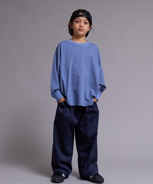 PAIRMANON STREET（ペアマノンストリート）の「【90-160cm】【綿100%】ボーダー 長袖 Tシャツ【PAIRMANON STREET】（Tシャツ/カットソー・キッズ・ブラウン/グレー/ブラック/グリーン/ブルー・120/130/100/150/160/140/110/90）」の21枚目の写真
