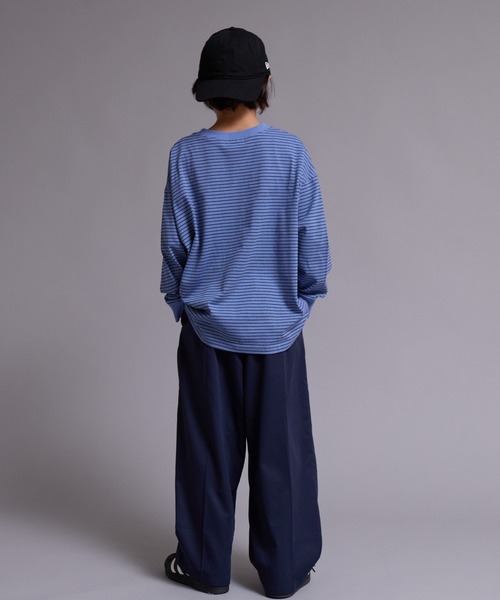 PAIRMANON STREET（ペアマノンストリート）の「【90-160cm】【綿100%】ボーダー 長袖 Tシャツ【PAIRMANON STREET】（Tシャツ/カットソー・キッズ・ブラウン/グレー/ブラック/グリーン/ブルー・120/130/100/150/160/140/110/90）」の22枚目の写真