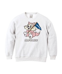 Moftique(モフティック) トレーナー メンズ スウェット アニマル 猫 キャット イラスト ロゴ プリント スウェットシャツ スエット プルオーバー トップス レディース ユニセックス