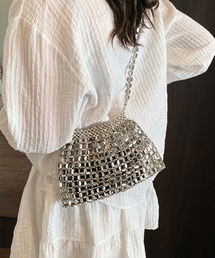 【結婚式・二次会】メタルビーズ編み チェーンショルダーバッグ