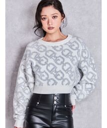 GYDA chainラメロゴニットトップス