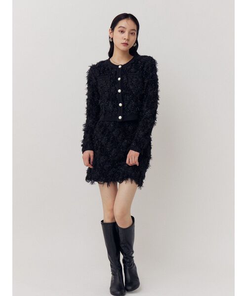 LAGUNAMOON(ラグナムーン)の「カットフリンジニットセットアップ(ワンピース・レディース・アイボリー/ブラック/ブルー・SMALL/MEDIUM)」の9枚目の写真