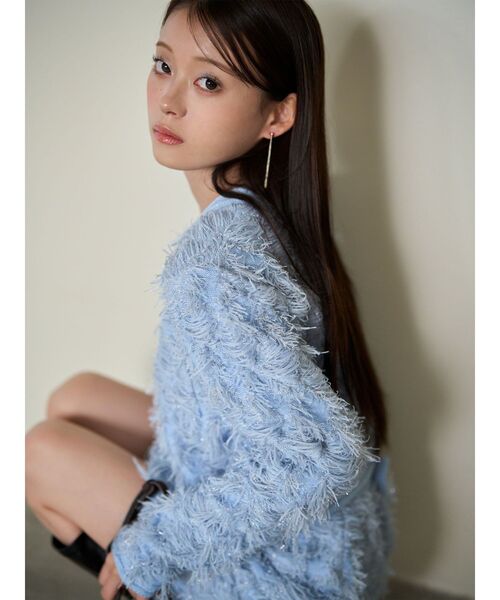 LAGUNAMOON(ラグナムーン)の「カットフリンジニットセットアップ(ワンピース・レディース・アイボリー/ブラック/ブルー・SMALL/MEDIUM)」の12枚目の写真