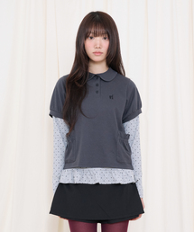 レイヤード ロングスリーブTシャツセット [チャコール]