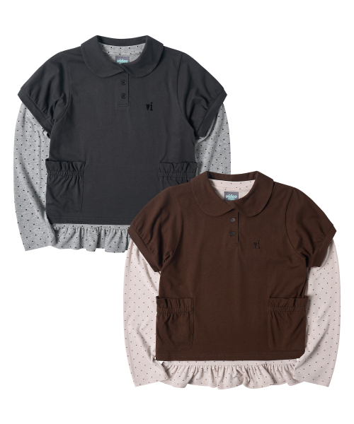 Video Jockey（ビデオジョッキー）の「レイヤード ロングスリーブTシャツセット [チャコール]（Tシャツ/カットソー・レディース・チャコール・FREE）」の9枚目の写真