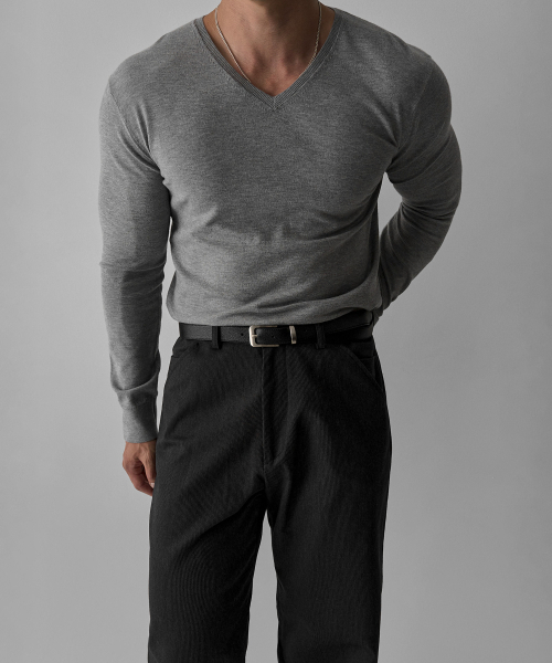 BOWLOW PRODUCT（バウロープロダクト）の「エッセンシャル Vネックマッスルロングスリーブニット [グレー]（ニット/セーター・メンズ・その他・MEDIUM/LARGE/X-LARGE）」の4枚目の写真