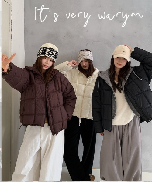 Ritzy(リッツィー)の「ニットフード付きキルト中綿コート(その他アウター・レディース・ブラック/アイボリー/ラベンダー/グレー/マスタード・L/M)」の15枚目の写真