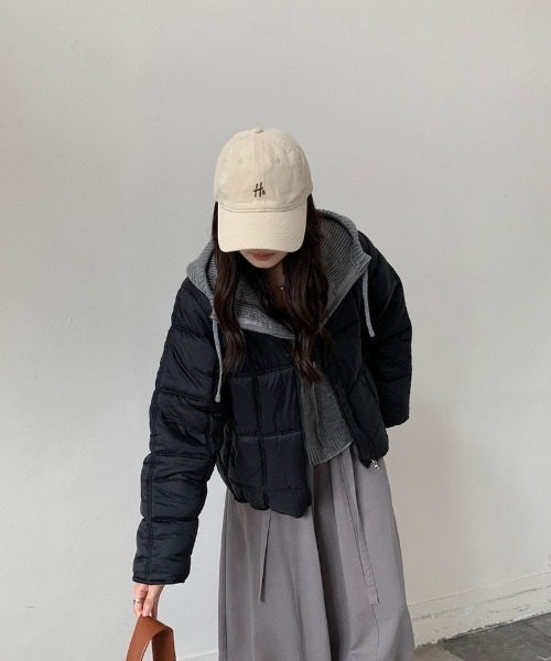 Ritzy(リッツィー)の「ニットフード付きキルト中綿コート(その他アウター・レディース・ブラック/アイボリー/ラベンダー/グレー/マスタード・L/M)」の9枚目の写真