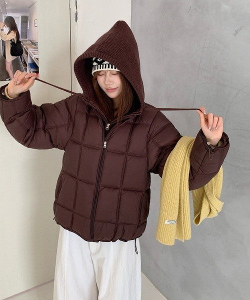 Ritzy(リッツィー)の「ニットフード付きキルト中綿コート(その他アウター・レディース・ブラック/アイボリー/ラベンダー/グレー/マスタード・L/M)」の18枚目の写真