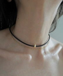 Lynn.（リン）の「deformed twing & chain leather choker（ネックレス）」