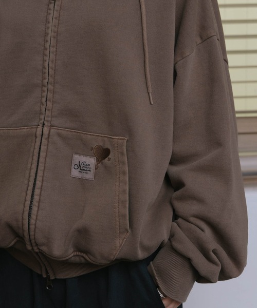 kaoyorinakami(カオヨリナカミ)の「balloon short zip hoodie / バルーンショートジップフーディ(パーカー・メンズ・グレー/ブラウン/ネイビー/レッド/ブルー/ブラック・LARGE/MEDIUM/X-LARGE/SMALL)」の16枚目の写真