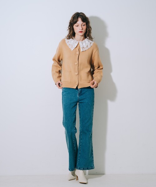 SELFIST(セルフィスト)の「【kariさんコラボ】レース衿カーデ×ミニスカートSET(ワンピース・レディース・ベージュ/チャコールグレー・フリー)」の10枚目の写真