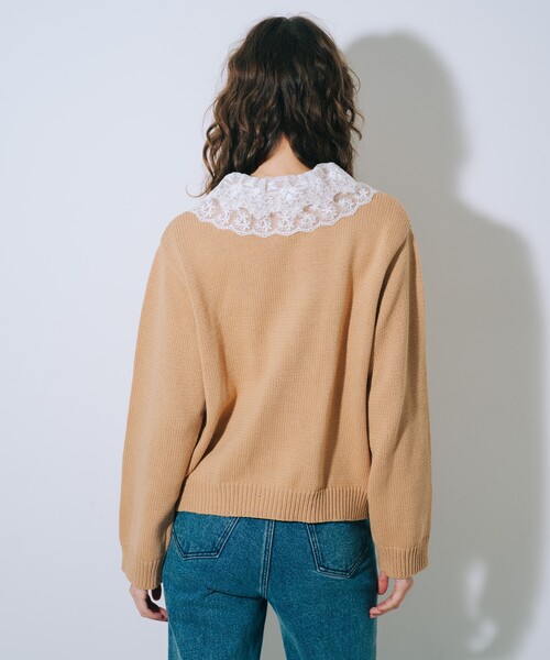 SELFIST(セルフィスト)の「【kariさんコラボ】レース衿カーデ×ミニスカートSET(ワンピース・レディース・ベージュ/チャコールグレー・フリー)」の12枚目の写真