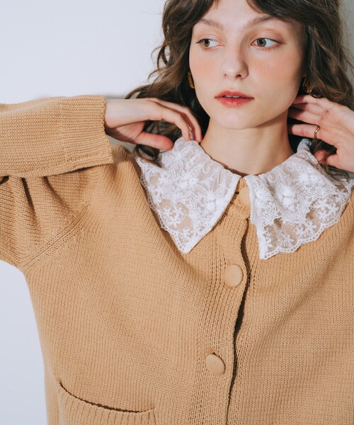 SELFIST(セルフィスト)の「【kariさんコラボ】レース衿カーデ×ミニスカートSET(ワンピース・レディース・ベージュ/チャコールグレー・フリー)」の13枚目の写真
