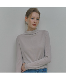 ハーフネック ステッチ Tシャツ - Light Grey