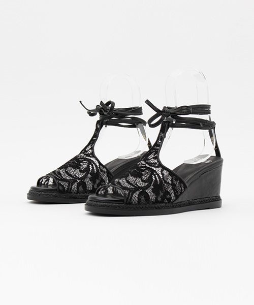 NINE（ナイン）の「レザーレースエスパドリーユ（サンダル・レディース・ネイビー/ブラック/ホワイト・MEDIUM/SMALL/LARGE）」の3枚目の写真