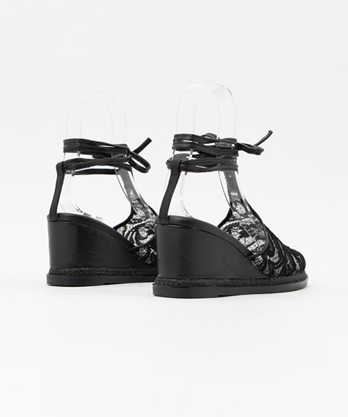 NINE（ナイン）の「レザーレースエスパドリーユ（サンダル・レディース・ネイビー/ブラック/ホワイト・MEDIUM/SMALL/LARGE）」の4枚目の写真