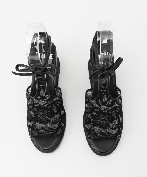 NINE（ナイン）の「レザーレースエスパドリーユ（サンダル・レディース・ネイビー/ブラック/ホワイト・MEDIUM/SMALL/LARGE）」の5枚目の写真