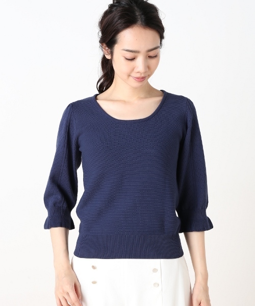 Spick & Span（スピックアンドスパン）の「12Gアイレットテンジクプルオーバー◆（ニット/セーター・レディース・ネイビー/サックスブルー/ホワイト・FREE）」の8枚目の写真