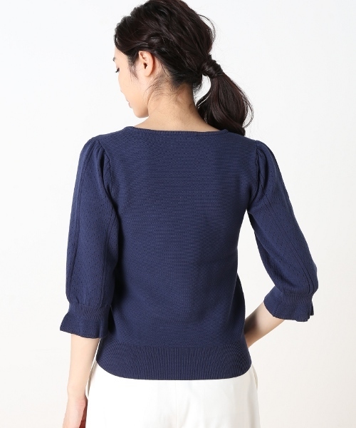 Spick & Span（スピックアンドスパン）の「12Gアイレットテンジクプルオーバー◆（ニット/セーター・レディース・ネイビー/サックスブルー/ホワイト・FREE）」の13枚目の写真