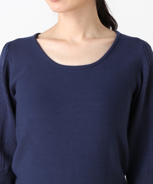 Spick & Span（スピックアンドスパン）の「12Gアイレットテンジクプルオーバー◆（ニット/セーター・レディース・ネイビー/サックスブルー/ホワイト・FREE）」の12枚目の写真