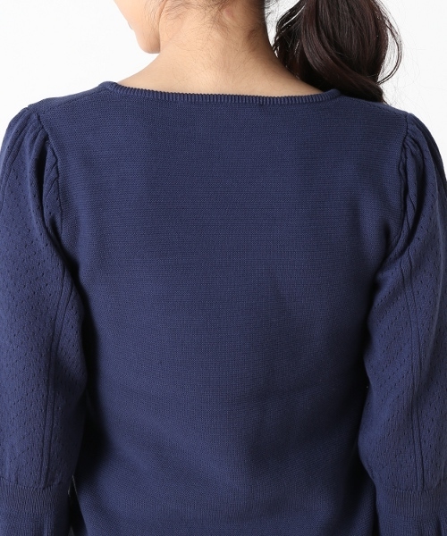 Spick & Span（スピックアンドスパン）の「12Gアイレットテンジクプルオーバー◆（ニット/セーター・レディース・ネイビー/サックスブルー/ホワイト・FREE）」の11枚目の写真