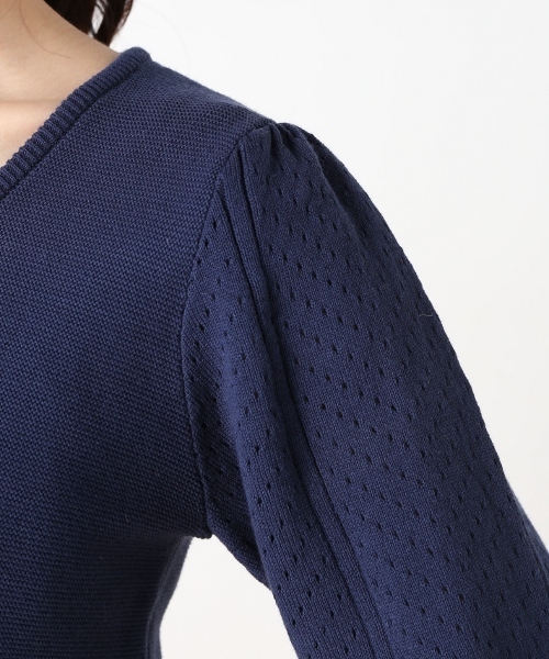 Spick & Span（スピックアンドスパン）の「12Gアイレットテンジクプルオーバー◆（ニット/セーター・レディース・ネイビー/サックスブルー/ホワイト・FREE）」の9枚目の写真