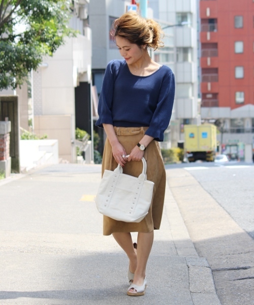 Spick & Span（スピックアンドスパン）の「12Gアイレットテンジクプルオーバー◆（ニット/セーター・レディース・ネイビー/サックスブルー/ホワイト・FREE）」の5枚目の写真