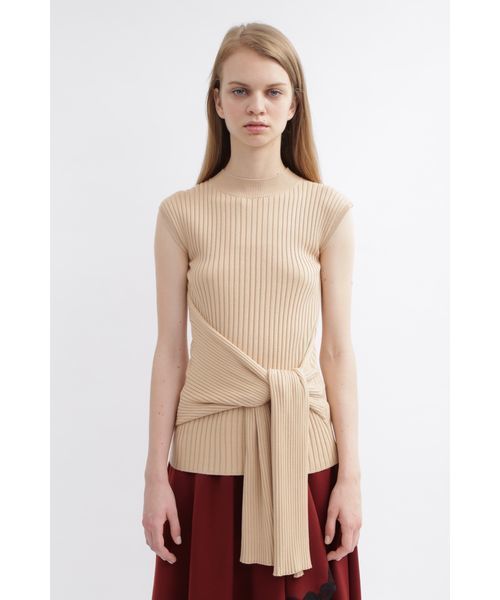 JILL STUART(ジルスチュアート)の「ドレーピーリブニット(ニット/セーター・レディース・ベージュ/ネイビー/ピンク・MEDIUM)」の2枚目の写真