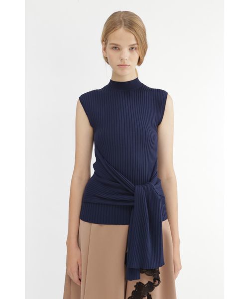 JILL STUART(ジルスチュアート)の「ドレーピーリブニット(ニット/セーター・レディース・ベージュ/ネイビー/ピンク・MEDIUM)」の1枚目の写真