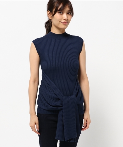 JILL STUART(ジルスチュアート)の「ドレーピーリブニット(ニット/セーター・レディース・ベージュ/ネイビー/ピンク・MEDIUM)」の4枚目の写真
