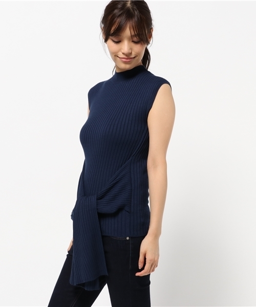 JILL STUART(ジルスチュアート)の「ドレーピーリブニット(ニット/セーター・レディース・ベージュ/ネイビー/ピンク・MEDIUM)」の5枚目の写真